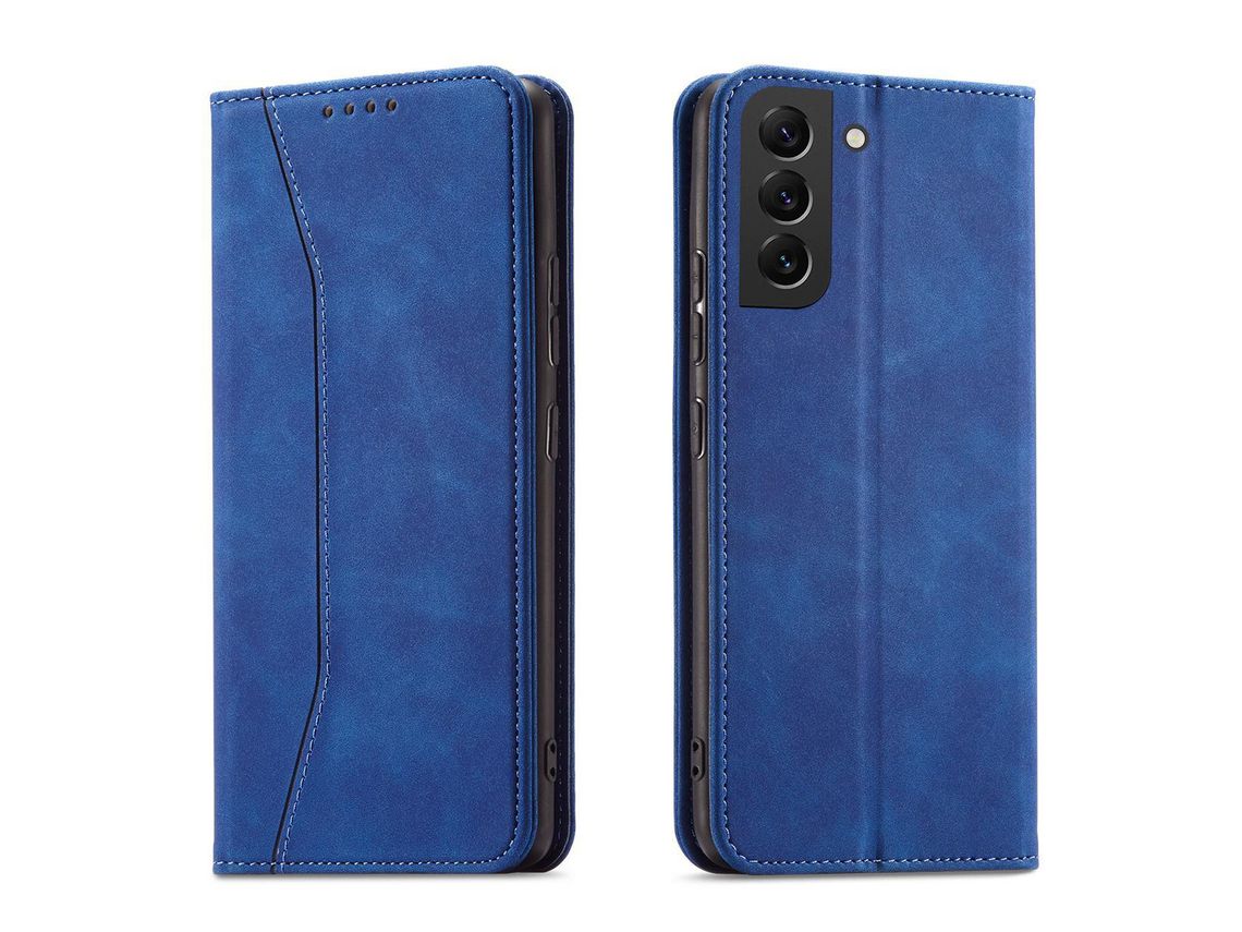 Capa Magnética para Samsung Galaxy S22 + (S22 Plus) Bolsa Porta-Cartões Azul