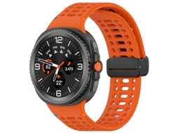 Bracelete para Samsung Galaxy Watch 8 / 8 Classic Silicone com Fivela Magnética Preta Laranja XIAOMOYU