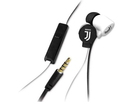 Fones de ouvido TECHMADE Juventus Edition com microfone e botão de controle branco Tm-Yl-Ip001-Juv