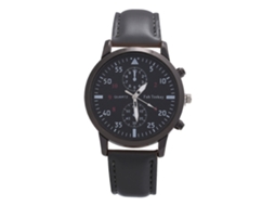 Relógio de Pulso Masculino de Quartzo com Pulseira de Couro Pu Mostrador Redondo Cinza