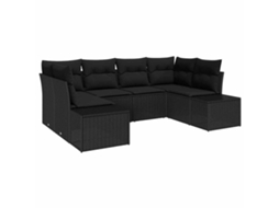 Maison Exclusive - Conjunto De Sofá De Jardim 6 Pcs Preto Rattan Sintético