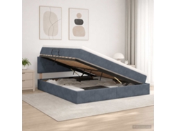Vidaxl Cama De Armazenamento Led Com Colchão Cinzento-escuro