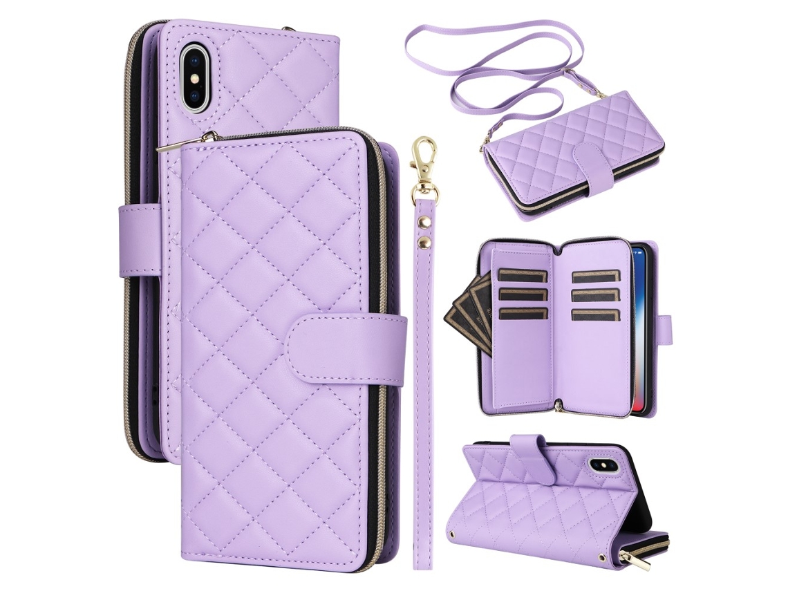 Capa Em Couro Pu Para Apple Iphone X / Xs - Roxo