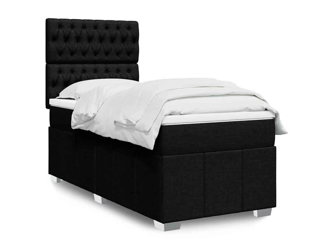 Vidaxl Cama Com Molas/colchão 90x200 Cm Tecido Preto