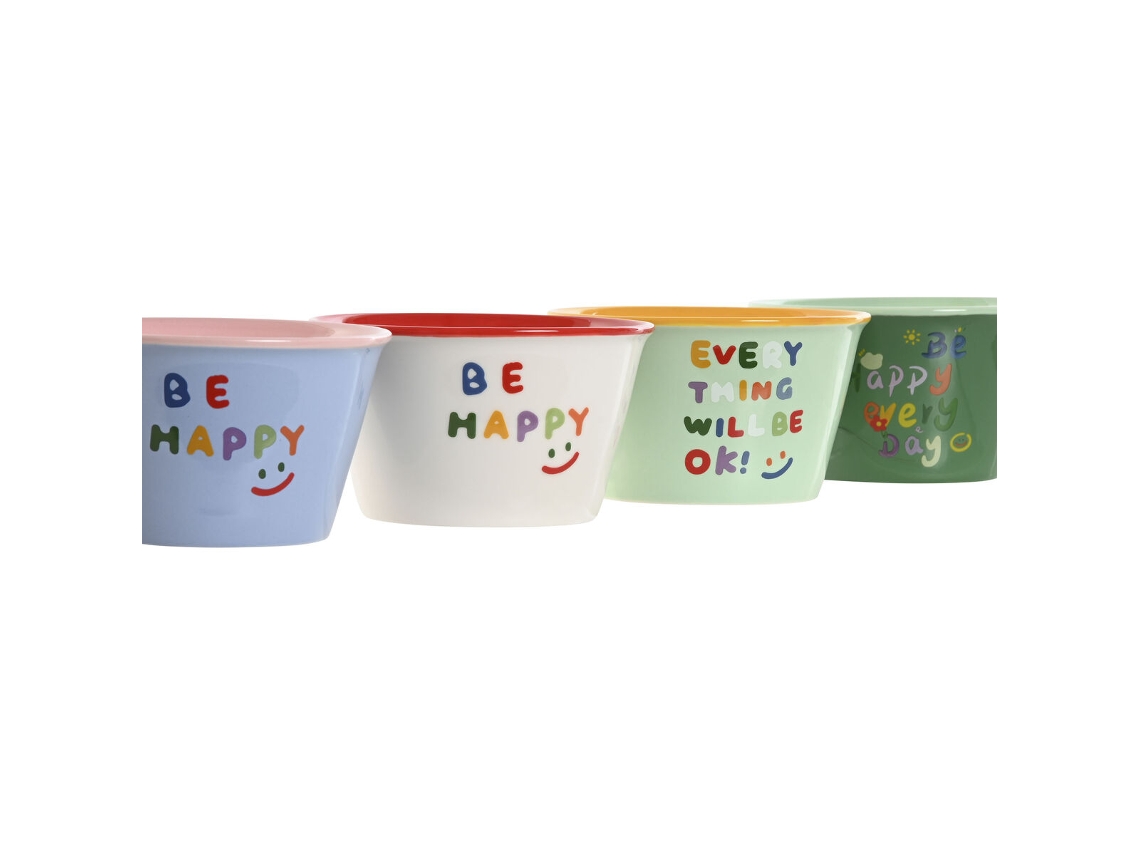 Tigela Home Esprit Multicolor Shabby Chic 480 ml 13,2 x 13,2 x 7,5 cm (4 unidades)