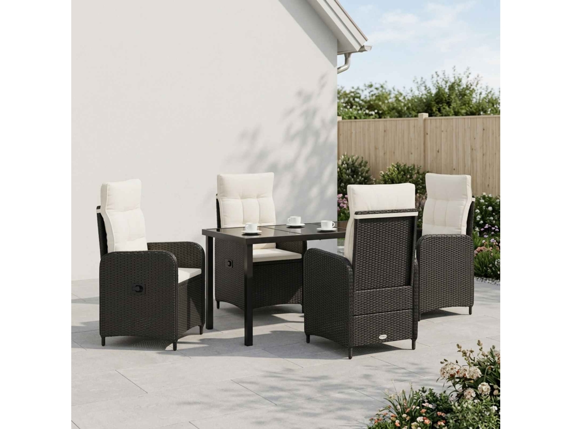 Vidaxl Conjunto De Jantar Para Exterior 5 Unid. Preto E Branco Creme