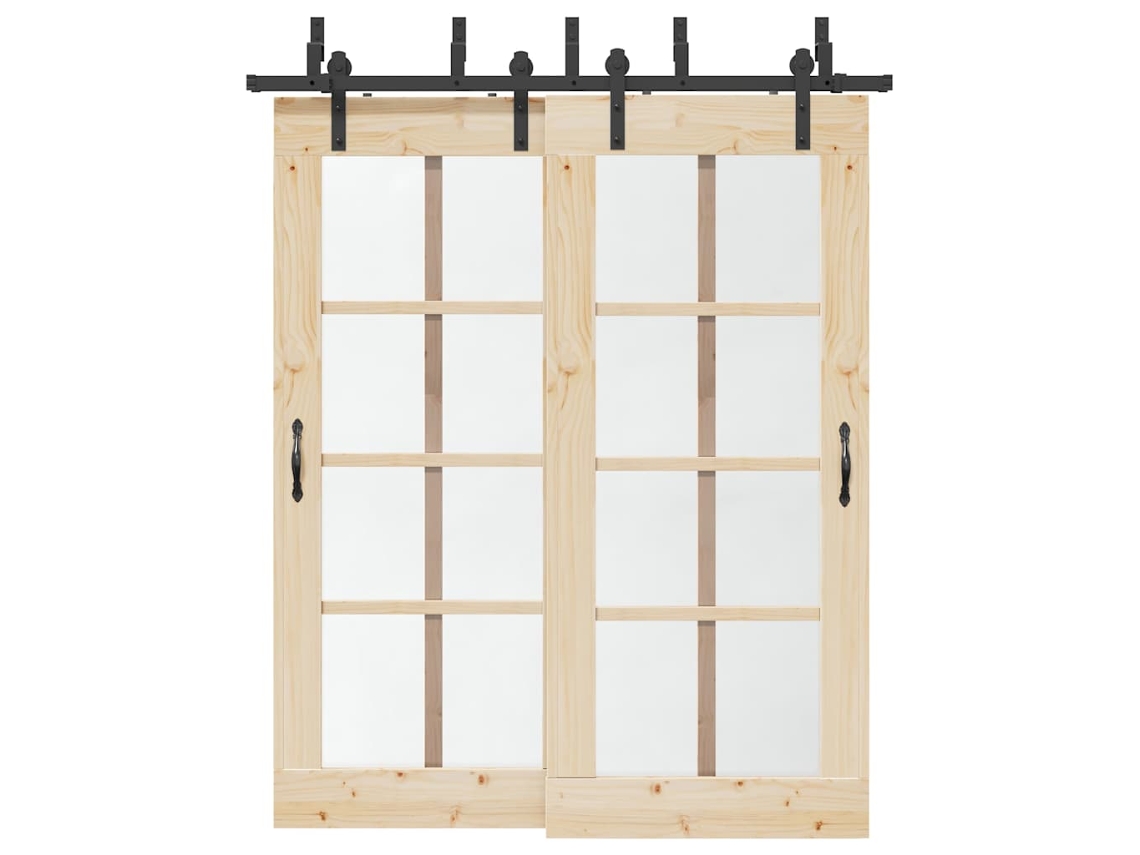 Vidaxl Kit De Ferragens Para Porta Deslizante 183 Cm Aço Preto