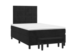 Conjunto 1 Cama Box Spring Vidaxl Preto Veludo (193 X 123 X 128 Cm)