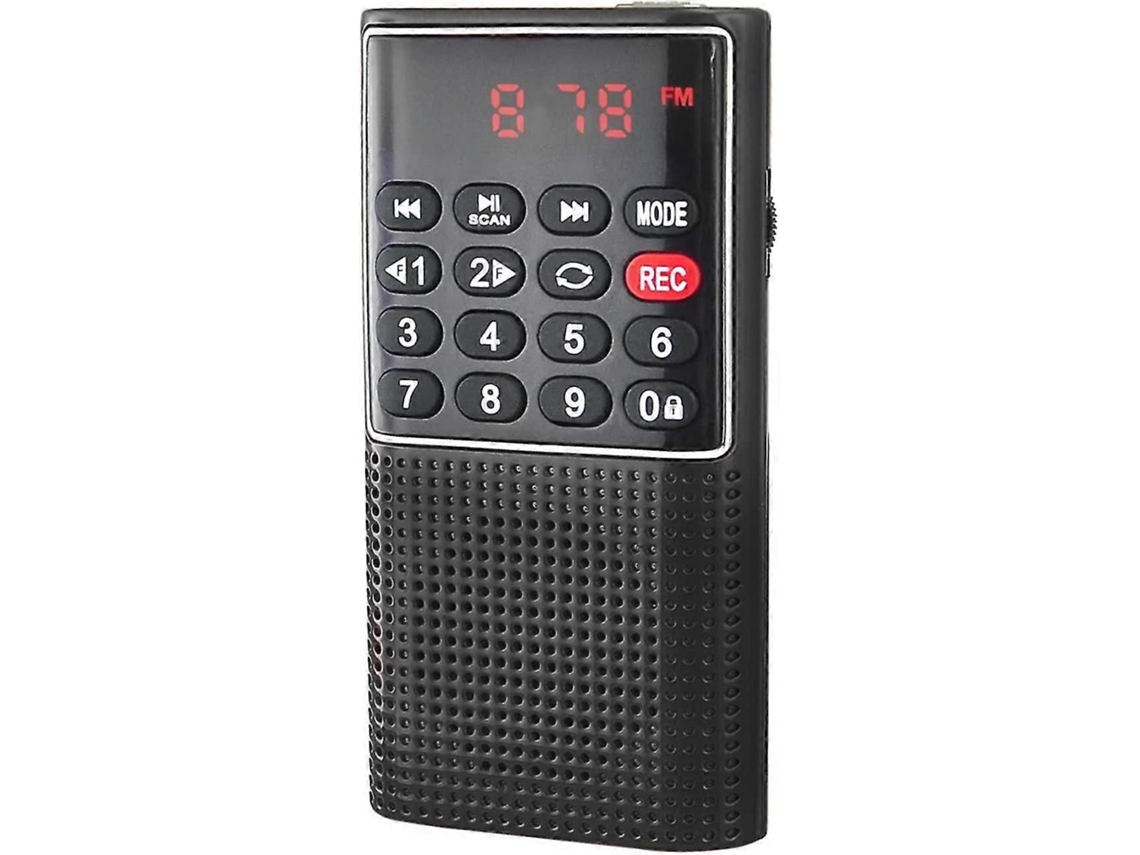 Rádio de Bolso Recarregável com Fm, 3w Rms, Leitor de Cartão Micro Sd, Entrada para Fone de Ouvido Preto TAISHENGDA