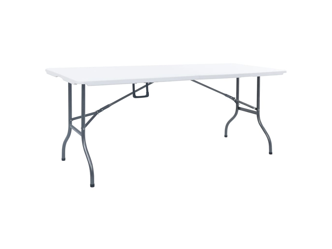 Vidaxl Mesa De Jardim Dobrável 180x72x72 Cm Pead Branco