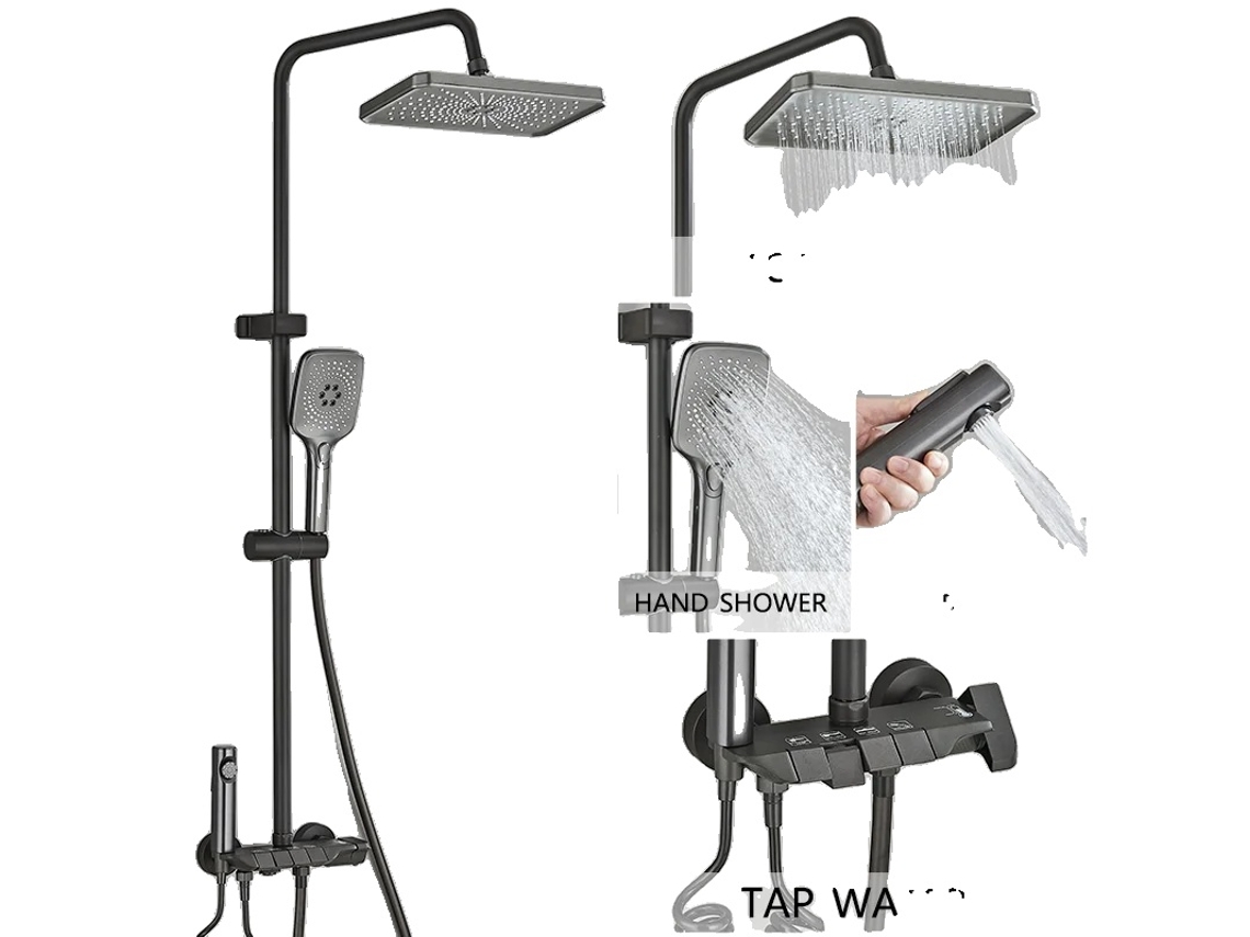 Conjunto De Torneira Para Chuveiro, Jato Superior, Chuveiro Manual, Bidê, Cinza Metálico Sem Display Oem