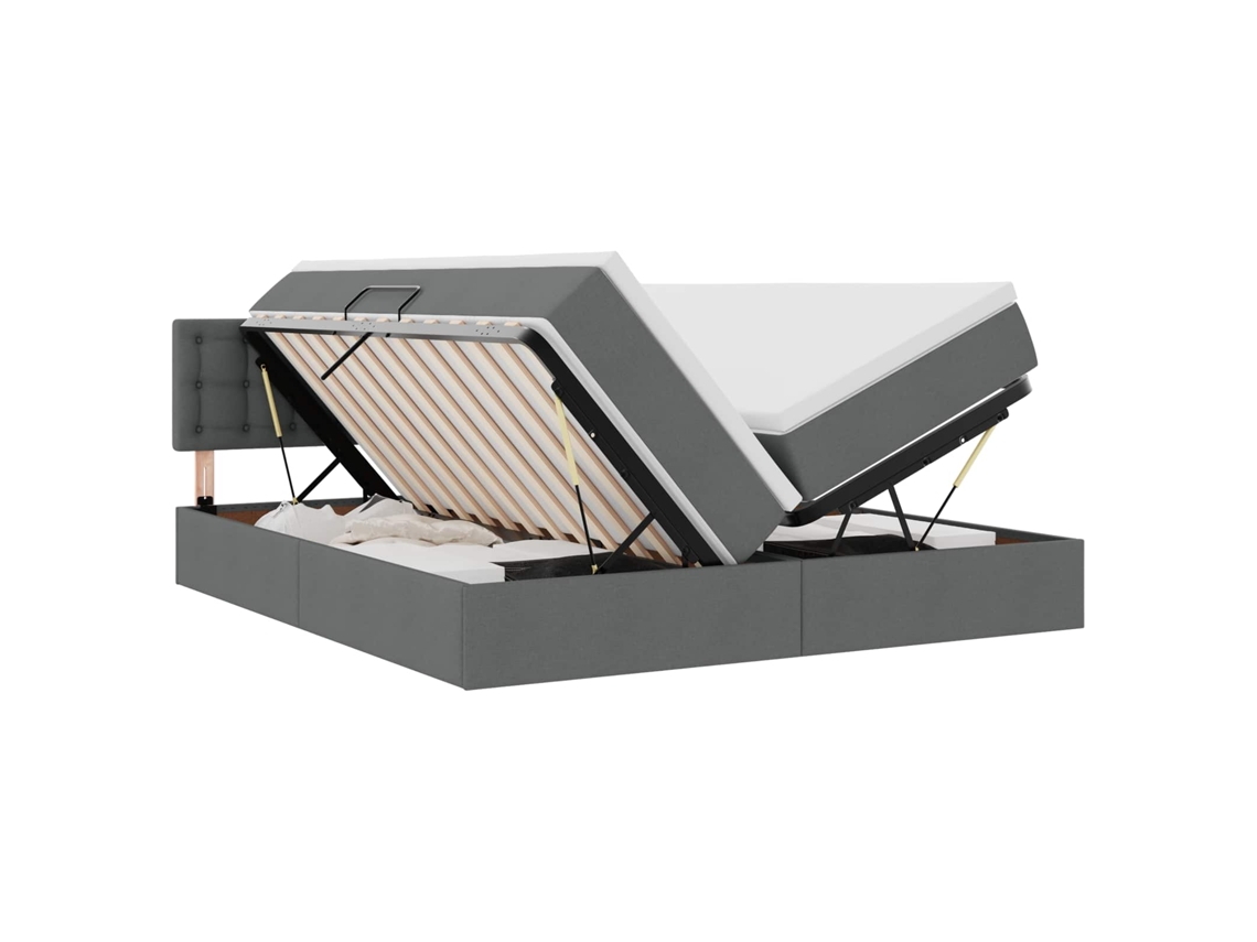 SYFAX™ Cama de Armazenamento Led com Colchão Cinzento escuro