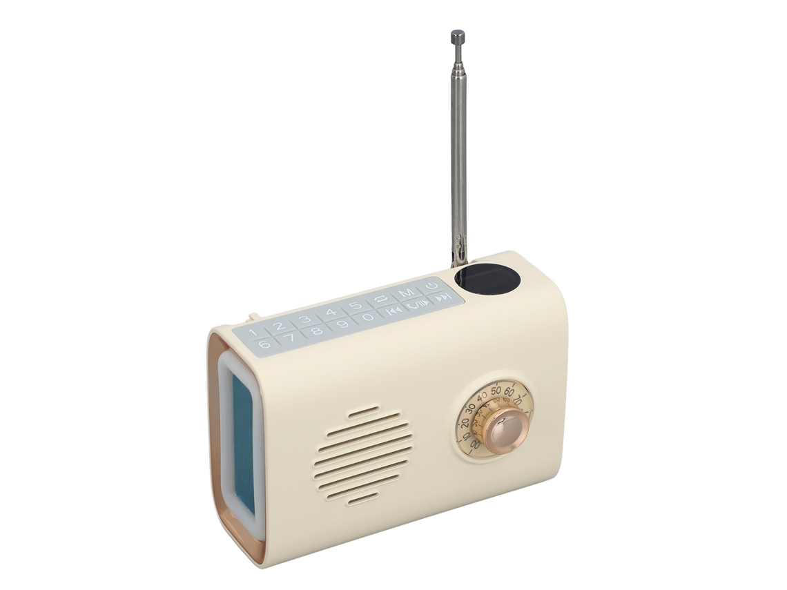 Primerox caixa de Som Bluetooth Solar Portátil Rádio com Luz Led Miniatura Bege