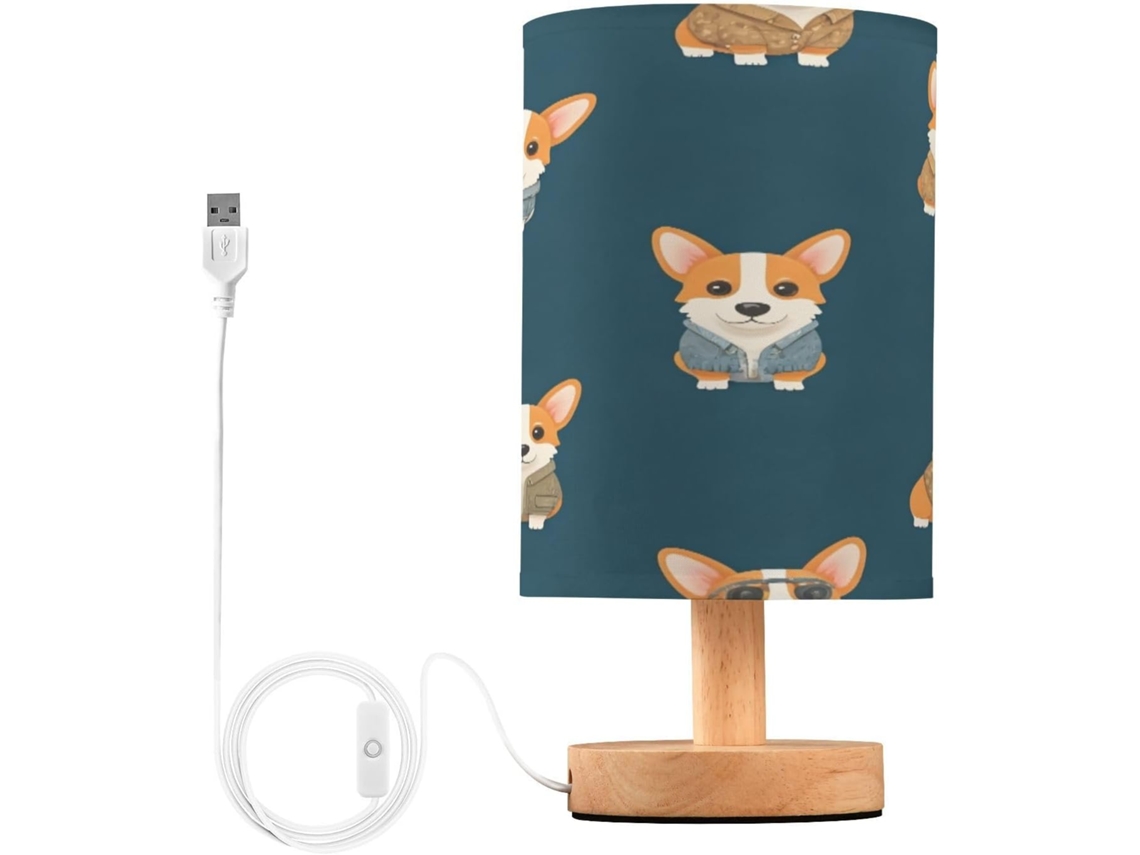 Abajur De Cabeceira Fofo Em Formato Cachorro Para Quarto, Luminária De Cabeceira Led, Luminária De Leitura Com Portas