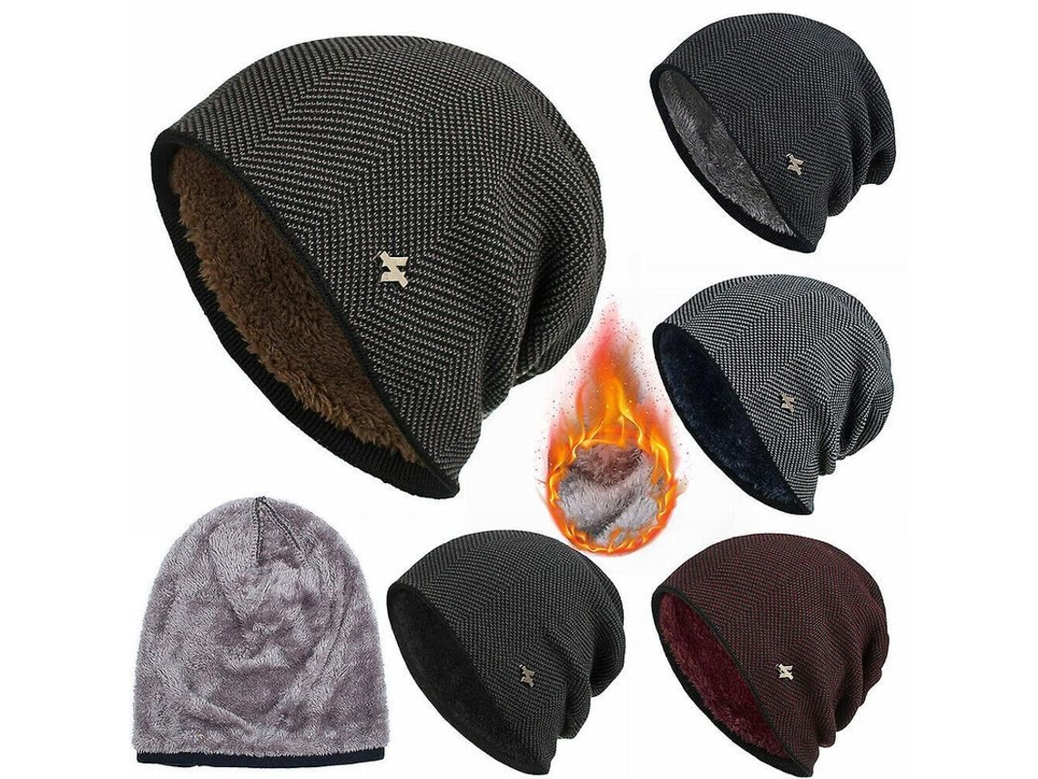 Gorro de inverno de veludo tricotado, unissex, para homens e mulheres, grosso, macio e à prova de vento.
