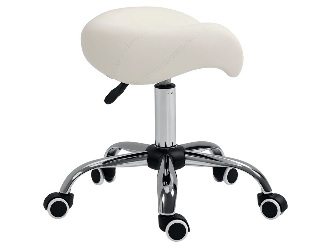 Banquinho Giratório com altura ajustável, branco, com 52x53x49 cm | S/MARCA