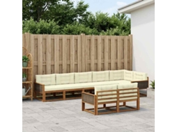 Vidaxl Conjunto De Sofás Para Exterior 8 Unid. Natural E Creme
