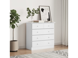 Vidaxl Cómoda Alta 77x35x73 Cm Madeira De Pinho Maciça Branco