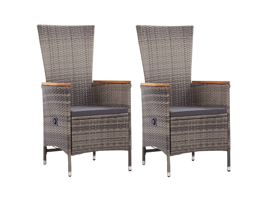 Vidaxl Cadeiras De Exterior 2 Pcs Com Almofadões Vime Pe Cinzento
