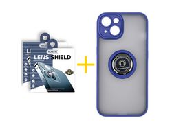Conjunto 2 x Película de Câmara e Capa ACCETEL Apple iPhone 14 Gel Bumper Ring Azul