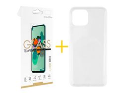 Pack 1 x Película de Vidro Temperado 2.5D + Capa GANDY Apple iPhone 15 Plus Silicone Líquido Transparente Clear