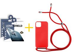 Conjunto 2 x Película de Câmara e Capa SKYHE Apple iPhone 14 Gel Rope Vermelho