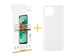 Conjunto 1 x Película de Vidro Temperado 2.5D + Capa skyhe Apple iPhone 14 Plus Silicone Liso Transparente Clear