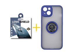 Conjunto 1 x Película de Câmara e Capa ACCETEL  Apple iPhone 14 Gel Bumper Ring Azul