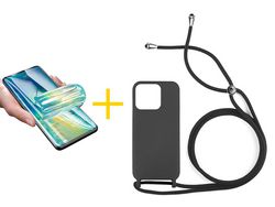 Conjunto 1 x Película de Hidrogel + Capa skyhe Apple iPhone 14 Pro Gel Rope Preto