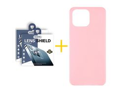 Conjunto 2 x Película de Câmara + Capa Accetel Apple iPhone 14 Pro Max Silicone Liso Rosa