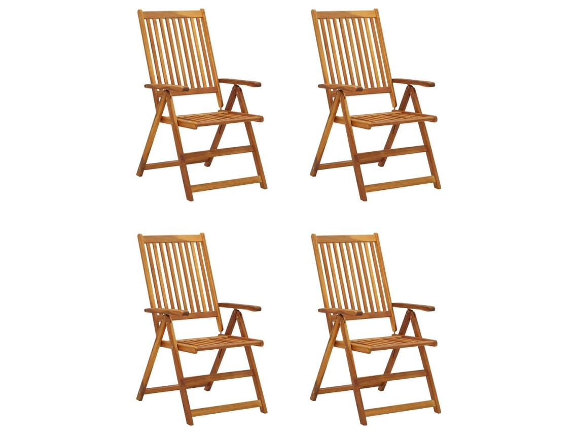 Maison Exclusive - Cadeiras Jardim Reclináveis C/ Almofadões 4 Pcs Acácia Maciça