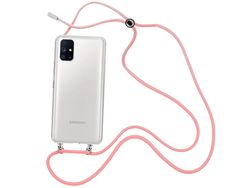 Capa cristal com fio cordão rosa para Samsung Galaxy M51
