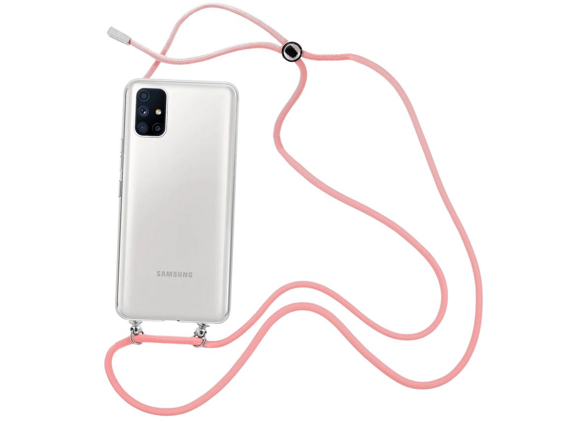 Capa cristal com fio cordão rosa para Samsung Galaxy M51