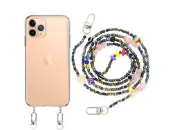 Capa Cristal com fio Missanga smile para iPhone 13 Pro