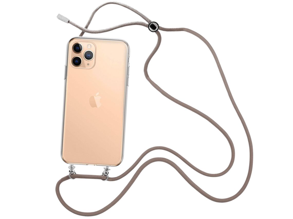 Capa Cristal com fio cordão castanho para iPhone 14 Pro Max