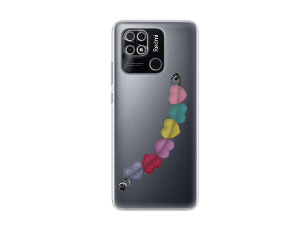Capa cristal com suporte corações para Xiaomi Redmi 10A