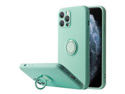 Capa Silicone líquido com microfibra e anel metal iPhone 11 Pro Azul Turquesa
