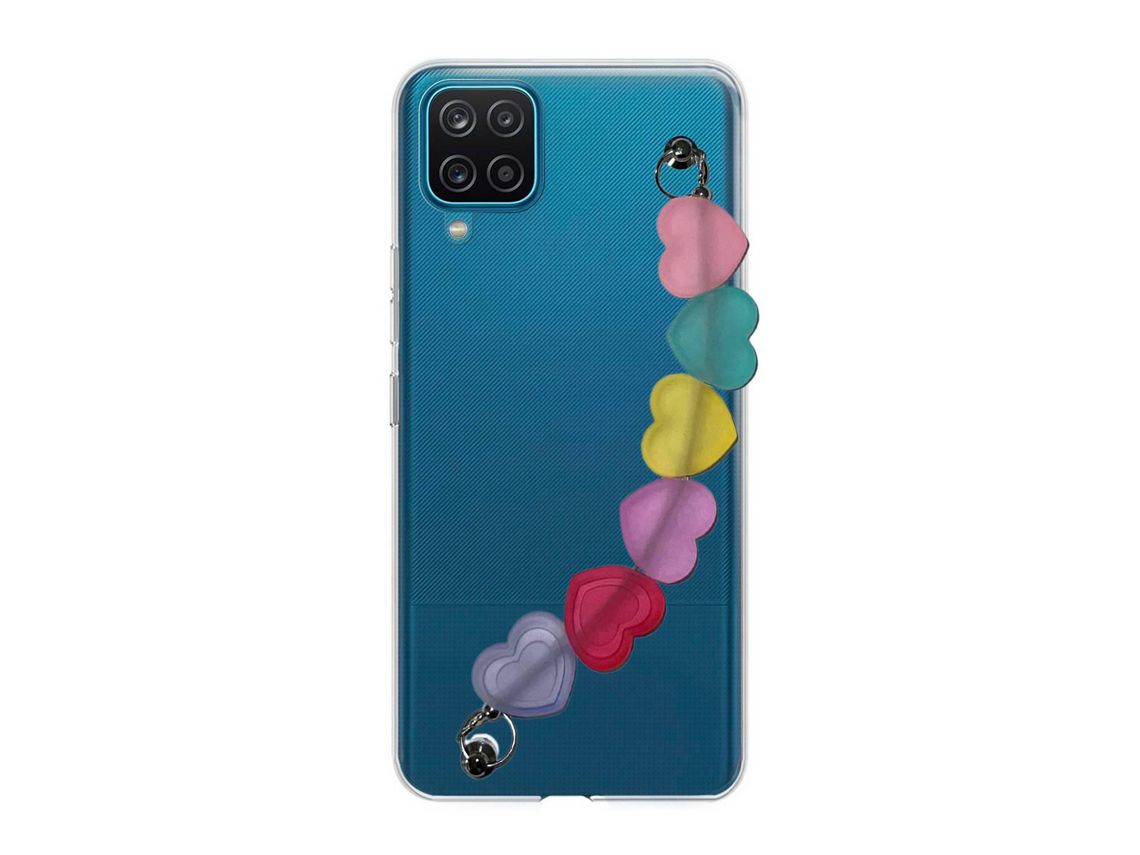 Capa cristal com suporte corações para Samsung Galaxy A12