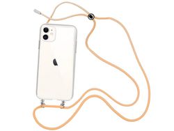 Capa cristal com fio cordão laranja para iPhone 12