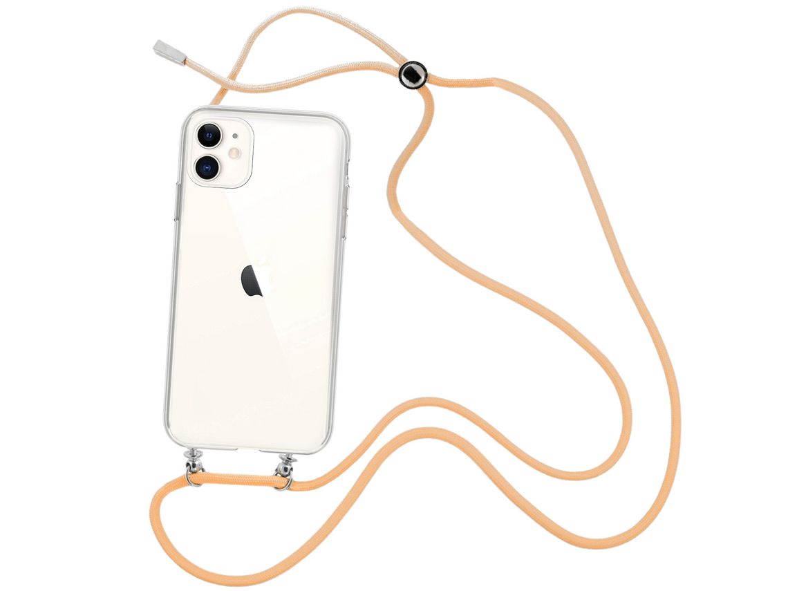 Capa cristal com fio cordão laranja para iPhone 12