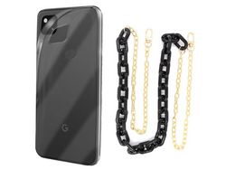 Capa cristal com cordão corrente preto para Google Pixel 4A 5G