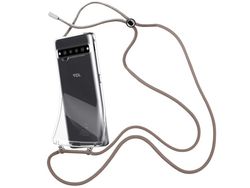 Capa cristal com fio cordão castanho para TCL 10 Pro