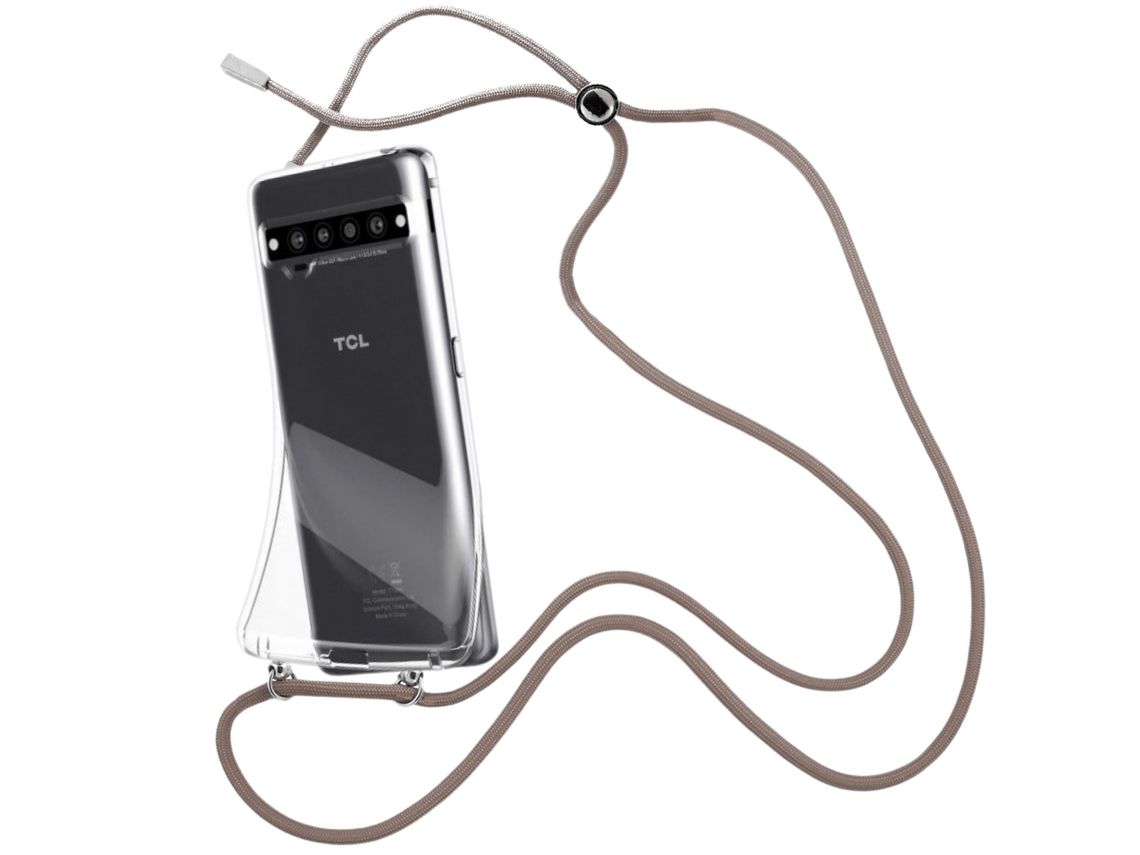 Capa cristal com fio cordão castanho para TCL 10 Pro
