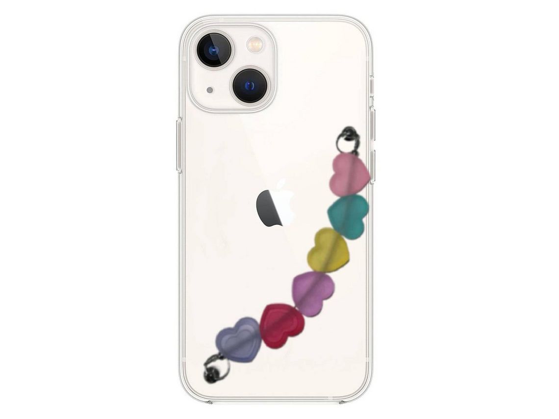 Capa Cristal com suporte corações para iPhone 13 Mini