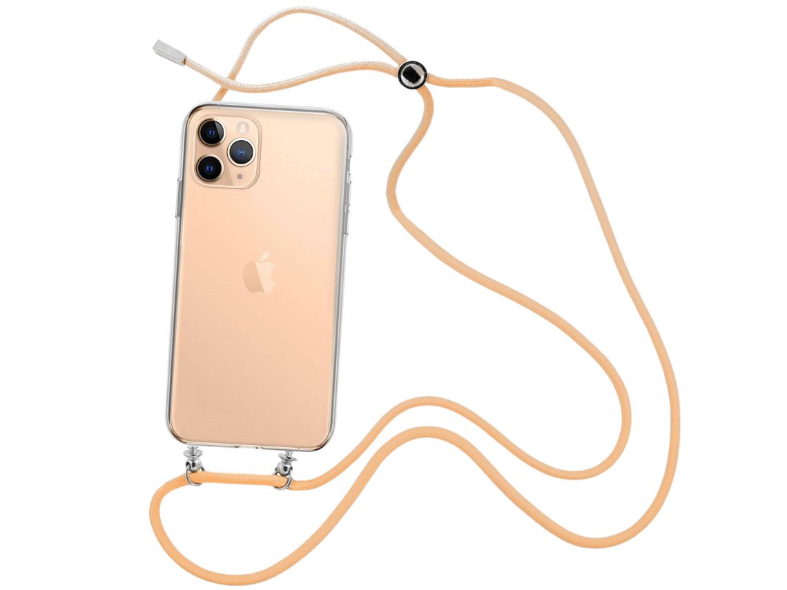 Capa Cristal com fio cordão laranja para iPhone 14 Pro Max