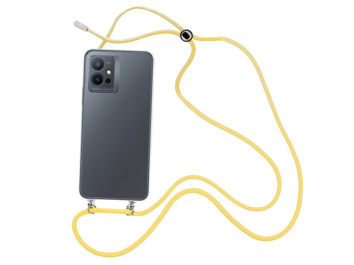 Capa cristal com fio cordão amarelo para Vivo Y55 5G
