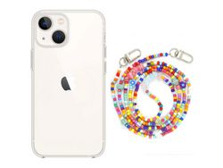 Capa cristal com fio miçanga colorful para iPhone 14