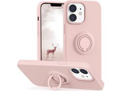 Capa Silicone líquido com microfibra e anel metal IPhone 11 Rosa