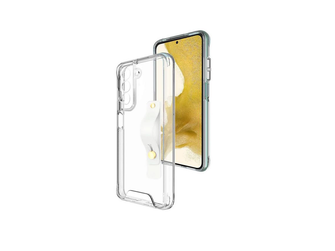 Capa acrilico certificação militar MIL-STD 810G com suporte multifunções para Samsung Galaxy S22 Plus Transparente