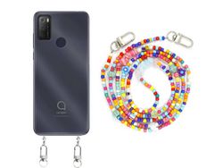 Capa cristal com fio miçanga colorful para Alcatel 3L 2021